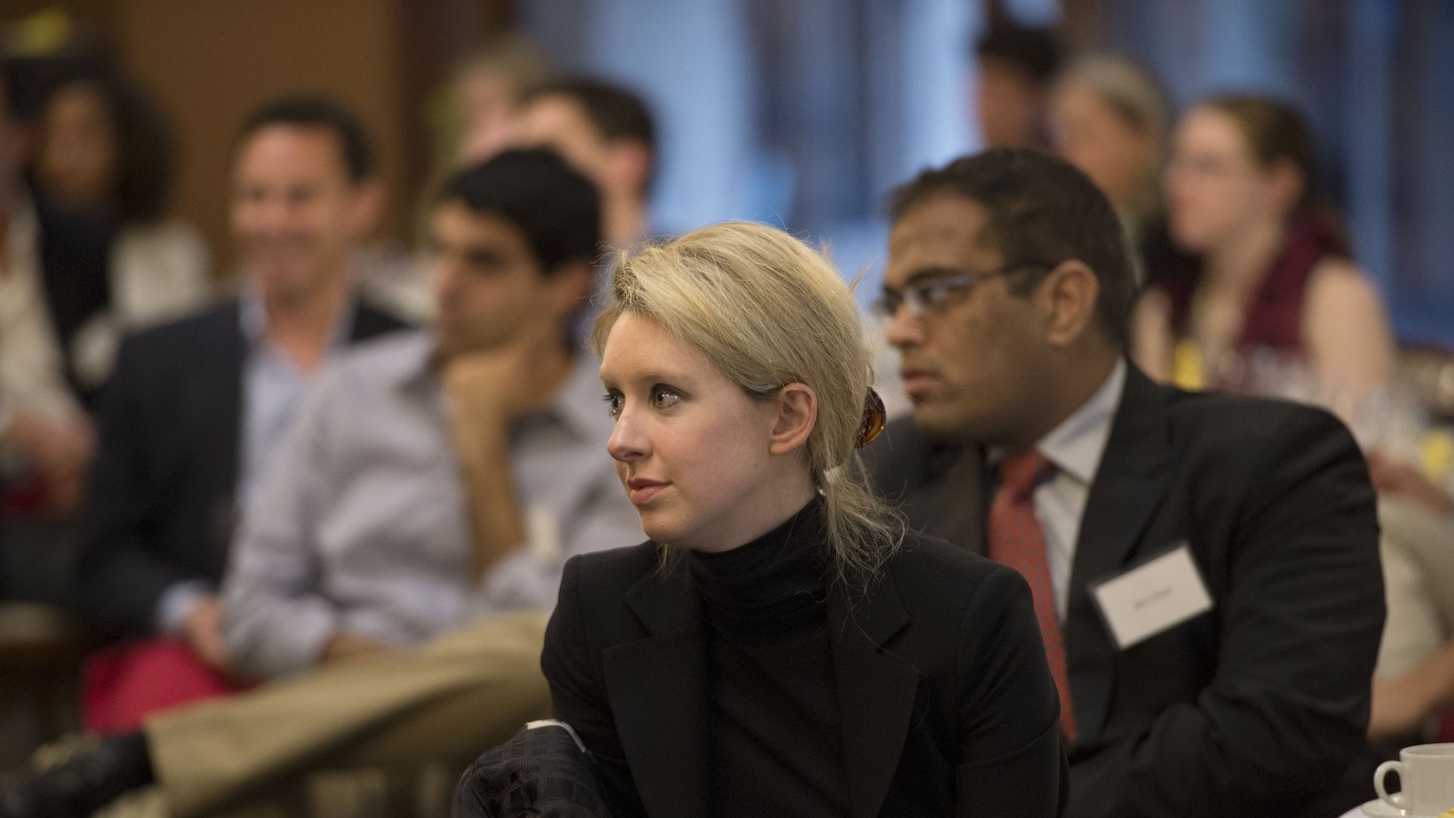 Elizabeth Holmes speaking at a Pentagon event in 2013